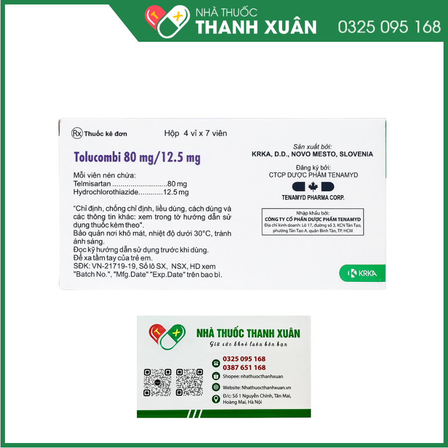 Tolucombi 80mg/12,5 mg Tablets điều trị tăng huyết áp vô căn